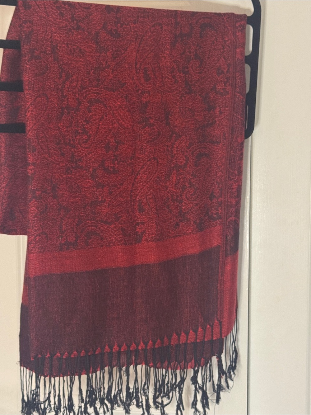 Red Paisley Fringe pashmina